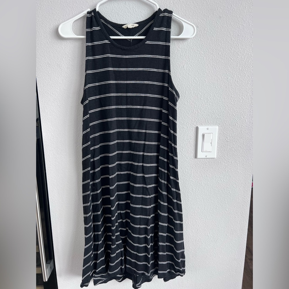 Striped Black and White Sleeveless Dress